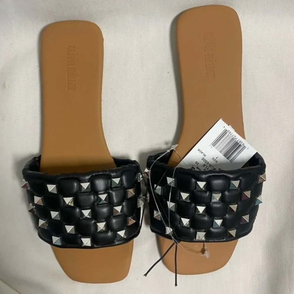 new stud sandal black pyramid triangle flip flop 7 olivia miller rock punk
